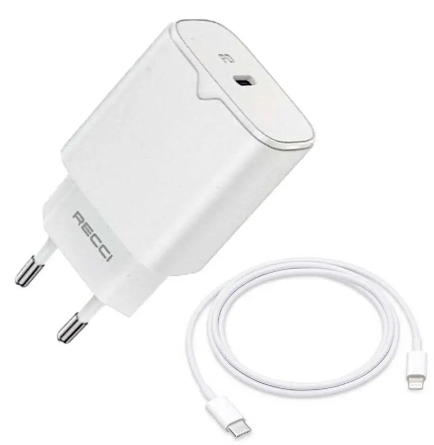 شارژ مسافرتی 20 وات رسی با کابل RECCI CHARGER KITS TRAVER RC50ECL